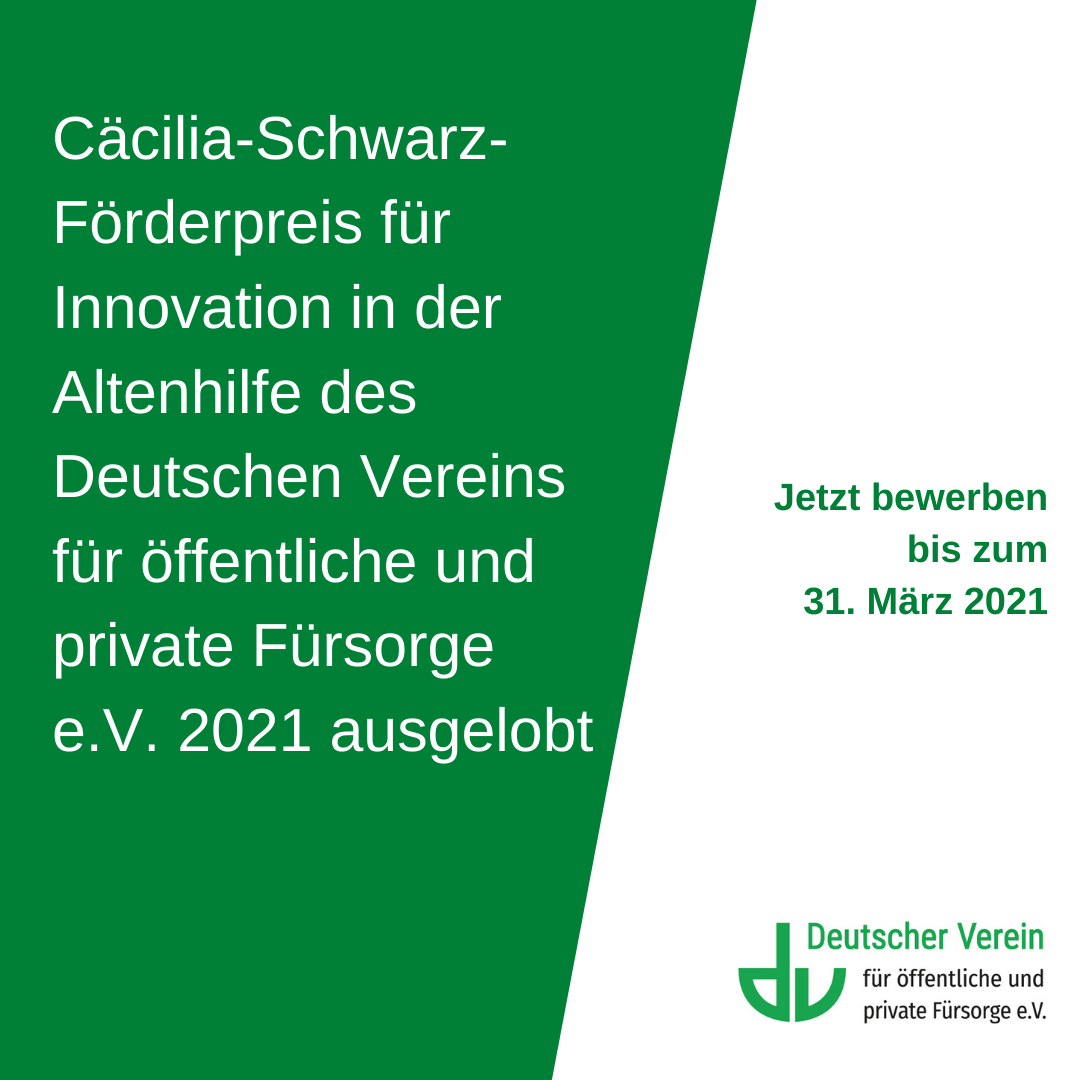 Grafik in grün und weiß zum Cäcilia-Schwarz-Förderpreis 21 mit DV Logo und Frist