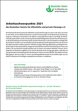 Grafik: Cover der Arbeitsschwerpunkte 2021