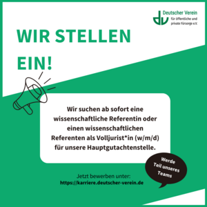 Stellenangebot Wissenschaftliche*r Referent*in (w/m/d) - Volljurist*in
