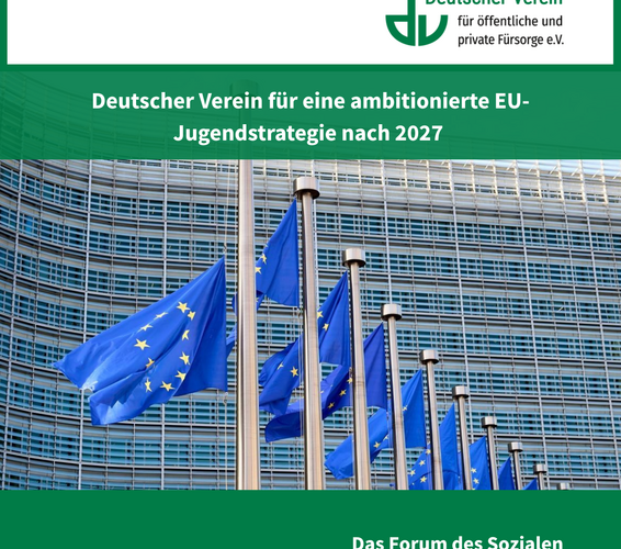Grafik mit einem Bild nebeneinander aufgereihter EU-Flaggen – 