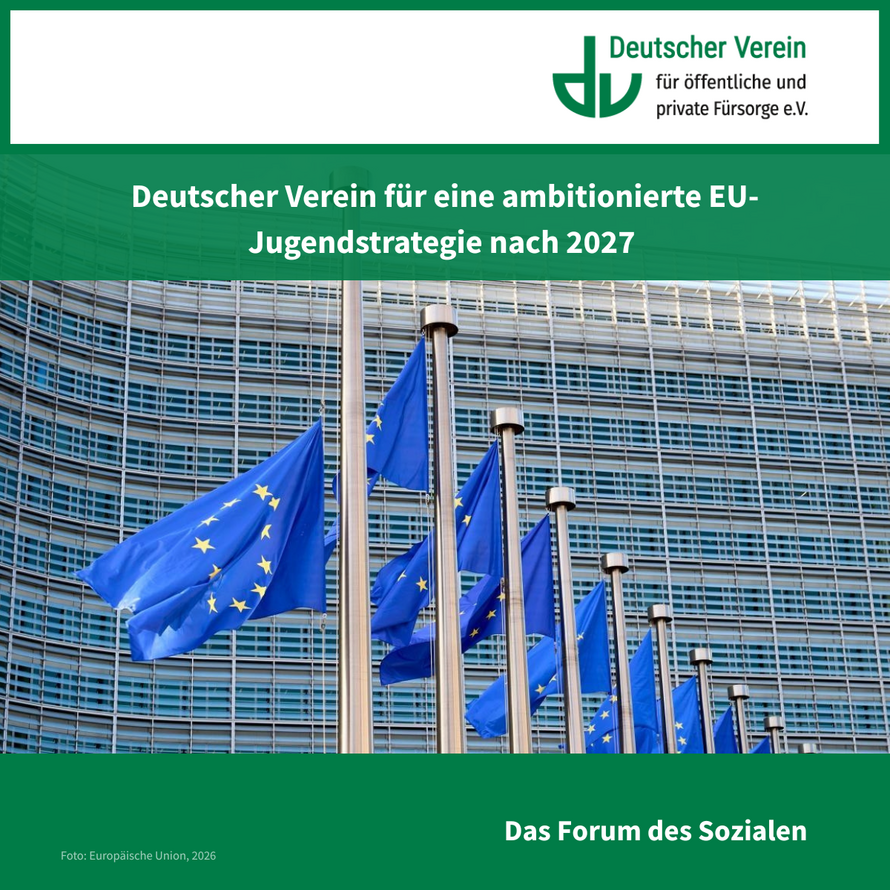 Grafik mit einem Bild nebeneinander aufgereihter EU-Flaggen – 