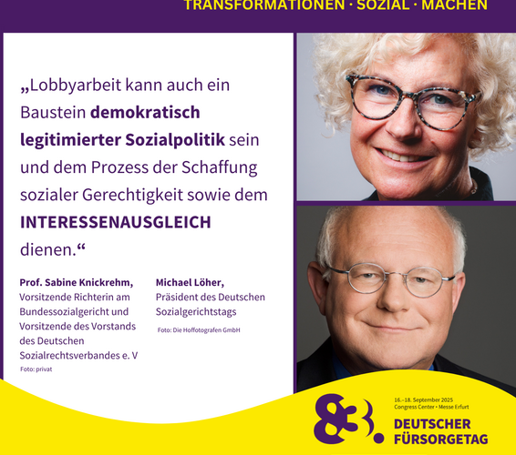 Grafik mit Zitat von Frau Prof. Sabine Knickrehm (oben) und Herrn Michael Löher (unten) – 