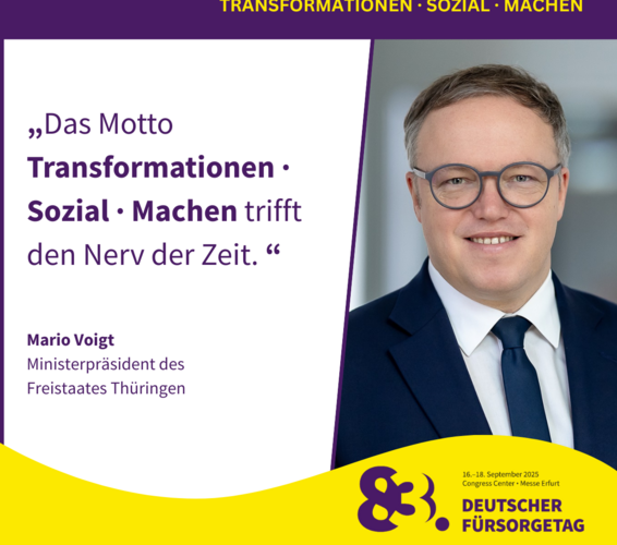 Grafik mit Zitat und Portraitfoto von Mario Voigt, Ministerpräsident des Freistaates Thüringen – 