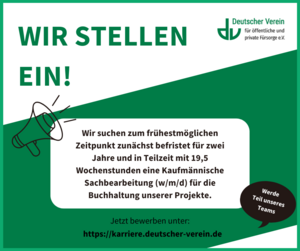 Stellenanzeige: Kaufmännische Sachbearbeitung (w/m/d) für die Buchhaltung unserer Projekte