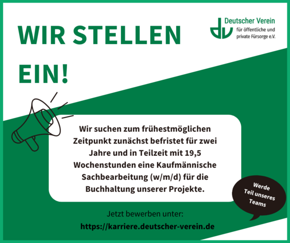 Stellenanzeige für die Buchhaltung, Schriftzug und Beschreibung der Stelle – 