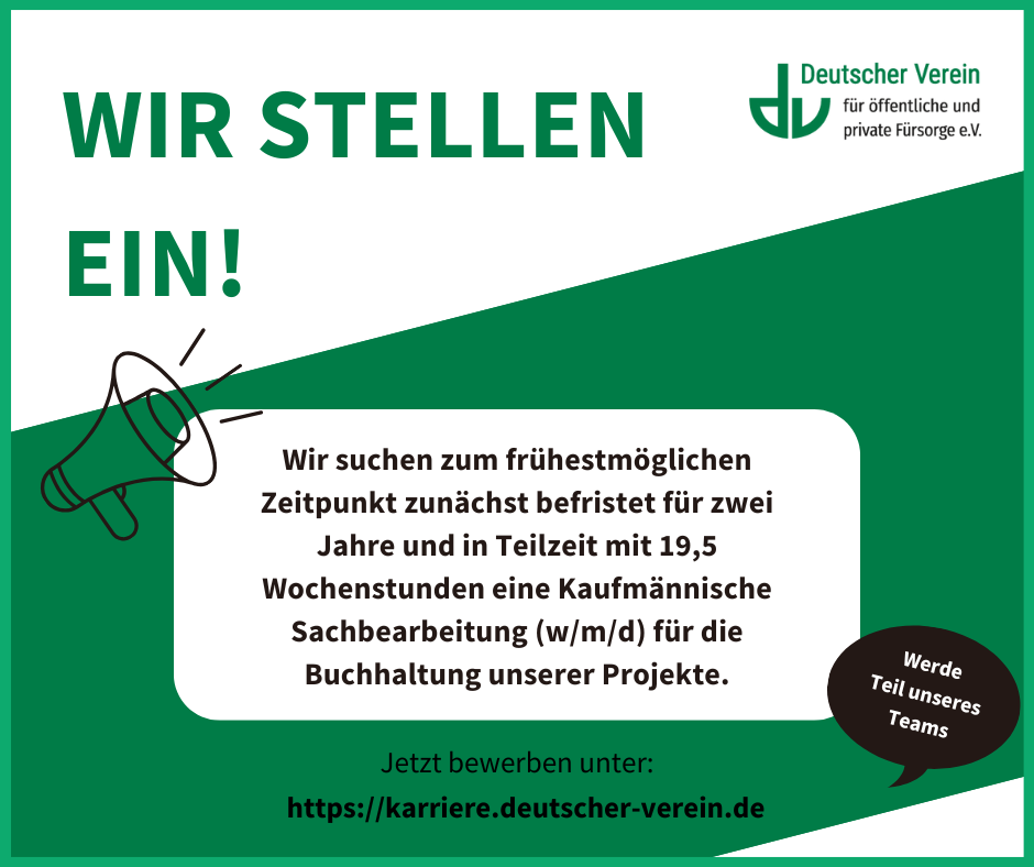 Stellenanzeige für die Buchhaltung, Schriftzug und Beschreibung der Stelle –