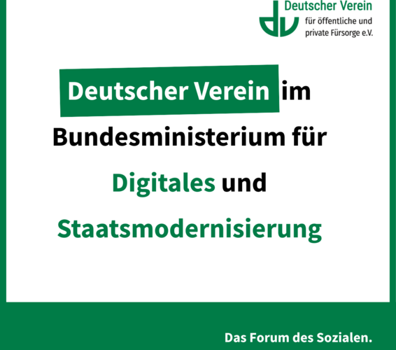 Grafik mit der Aufschrift: Deutscher Verein im Bundesministerium für Digitalisierung und Staatsmodernisierung – 