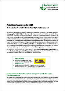 Arbeitsschwerpunkte 2025 des Deutschen Vereins für öffentliche und private Fürsorge e. V.
