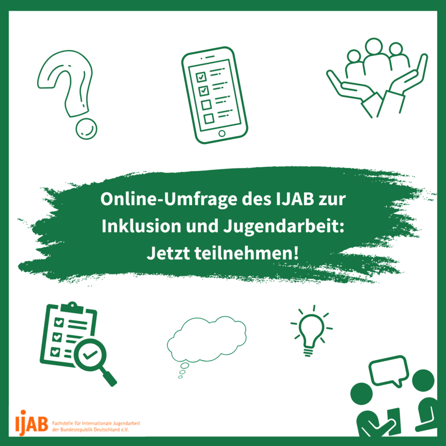 Grafik in den Farben des DV und mit verschieden Icons zum Thema Jugendarbeit und Inklusion. –