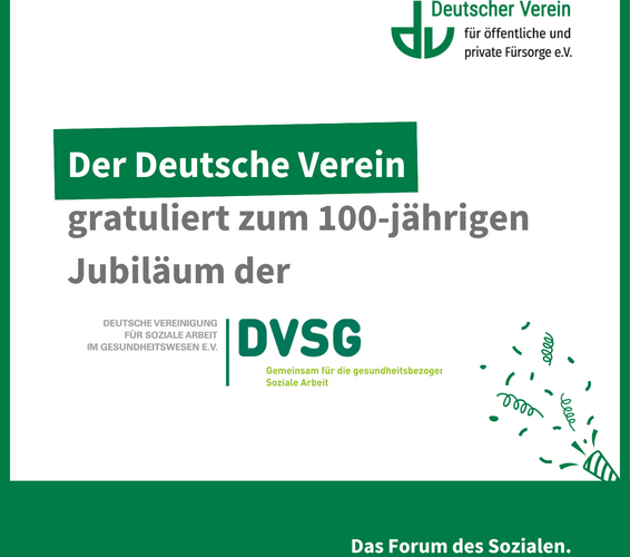 Der Deutsche Verein gratuliert zum 100-jährigen Jubiläum der DVSG – 