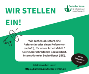 Referentin oder Referent (w/m/d) im Arbeitsfeld I – Grenzüberschreitende Sozialarbeit, Internationaler Sozialdienst (ISD)