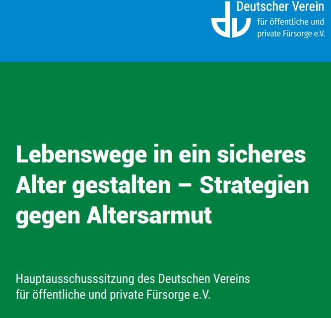 Grünblaue Grafik mit dem Titel sowie Ort und Datum der Hauptausschusssitzung. Oben recht in der Ecke befindet sich das DV Logo in weiß. –