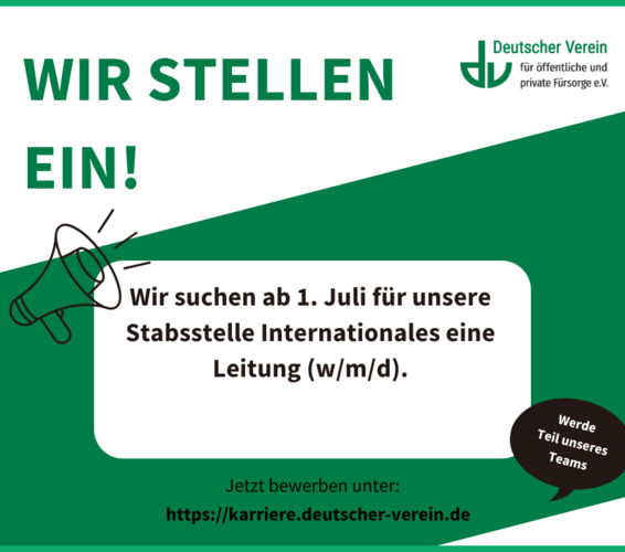 Stellenanzeige für die Arbeitsfeldleitung, Schriftzug und Beschreibung der Stelle – 