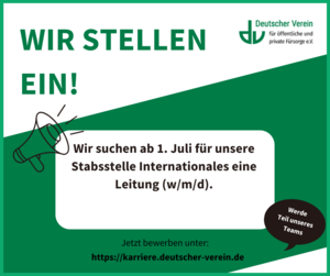 Stellenanzeige: Leitung (w/m/d) für die Stabsstelle Internationales