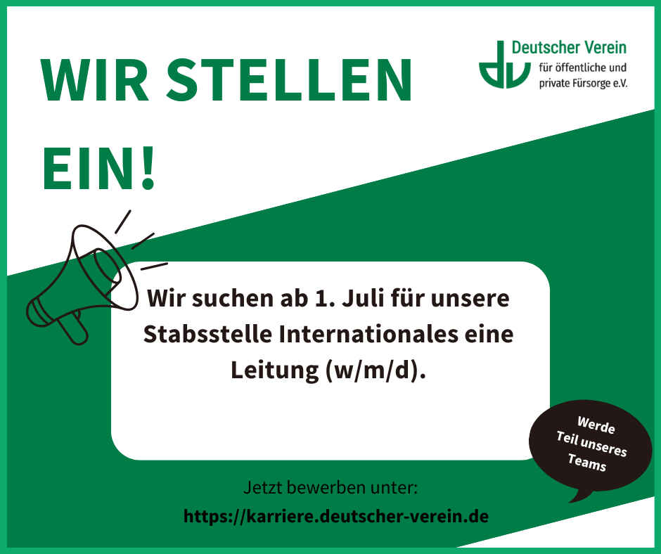 Stellenanzeige für die Arbeitsfeldleitung, Schriftzug und Beschreibung der Stelle –