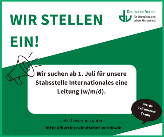 Stellenanzeige für die Arbeitsfeldleitung, Schriftzug und Beschreibung der Stelle – 