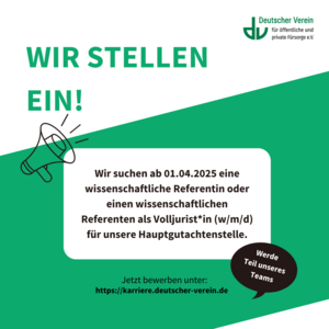 Stellenangebot Wissenschaftliche*r Referent*in (w/m/d) - Volljurist*in (w/m/d)