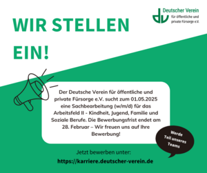 Stellenanzeige: Sachbearbeitung (w/m/d) für das Arbeitsfeld II - Kindheit, Jugend, Familie und Soziale Berufe